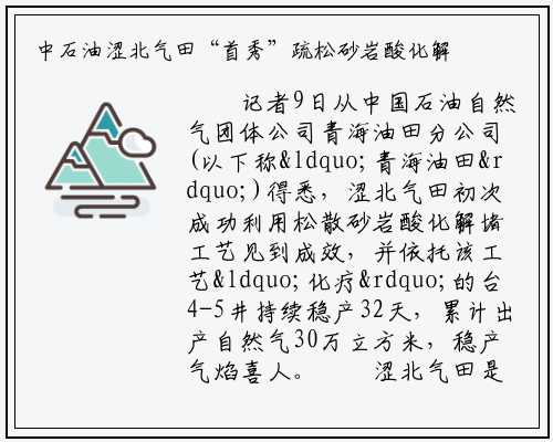 中石油涩北气田“首秀”疏松砂岩酸化解堵工艺_bat365官网登录入口